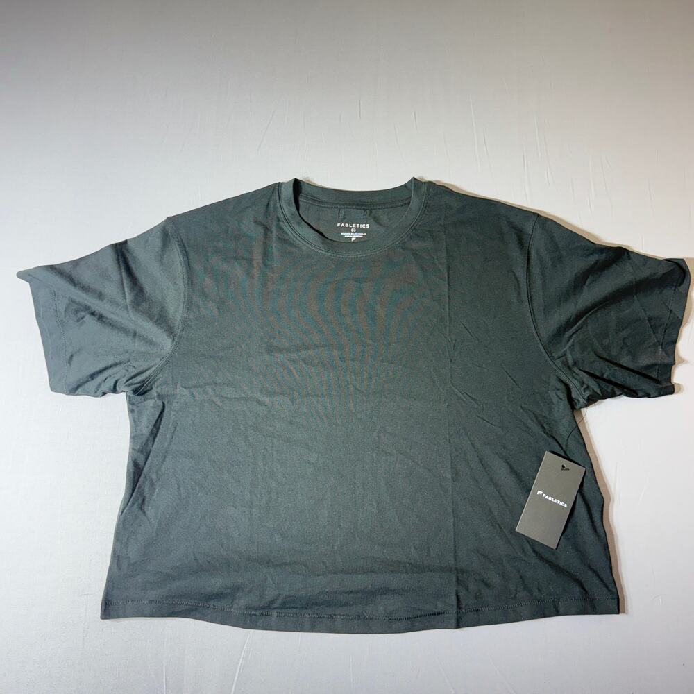 Fabletics NWT Women's XL Oversized Boxy Cropped T-Shirt Dark Grey